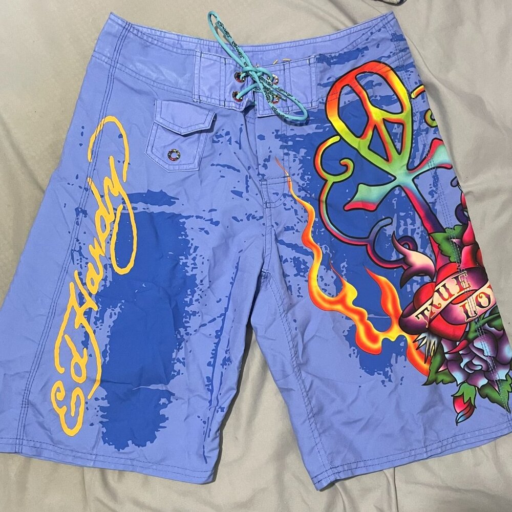 Ed Hardy Surf or Die True Love Board Shorts 30